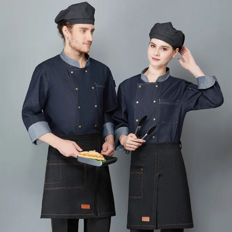 C561 Hotel Chef's Clothes Long Sleeve Clothes Kitchen Work Clothes Canteen Baking Cake Pastry Chef Coat Women Waitress Jacket