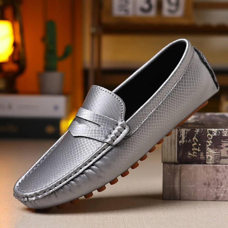 Summer Fashion Men's Leather Casual Shoes Soft Lightweight Breathable Slip-on Mens Driving Shoes Comfortable Loafers Moccasins