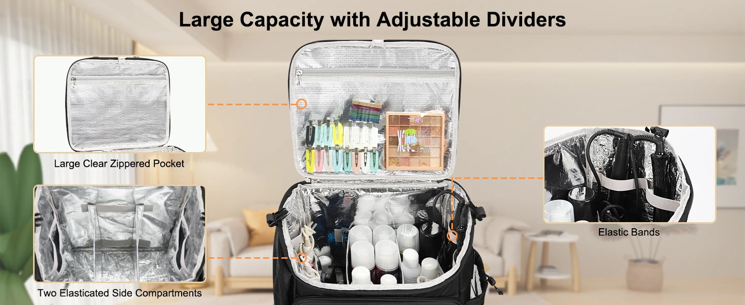 large capacity with adjustable dividers