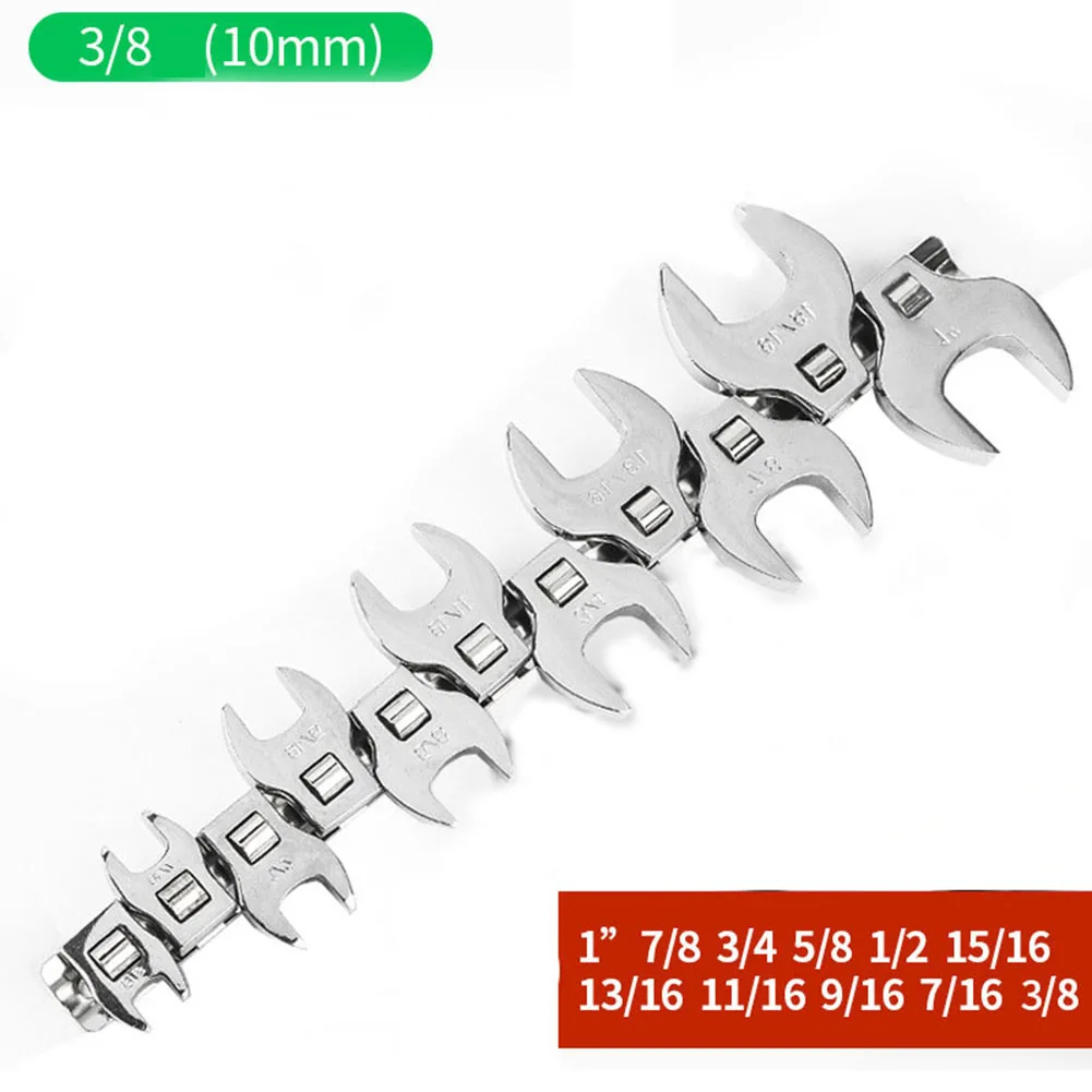11-Piece 3/8-Inch Drive Crowfoot Wrench Set SAE/ 3/8 To 1 Inch Open End Spanner Chrome Plated Carbon Steel For Automotive Repair