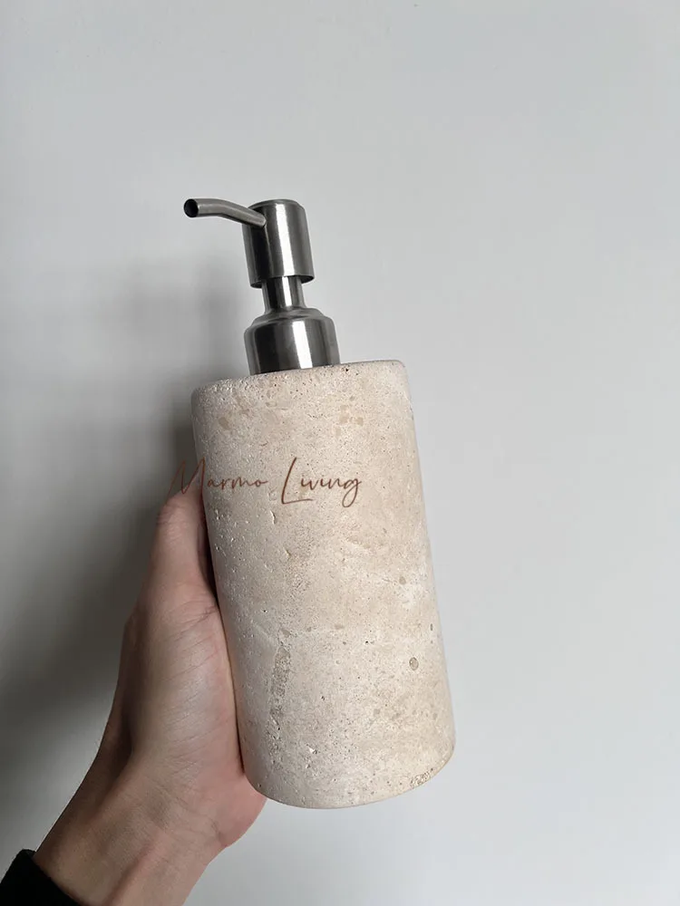 Wabi Sabi Natural Stone Soap Dispenser Press Type for Hotel Shampoo Bath Lotion