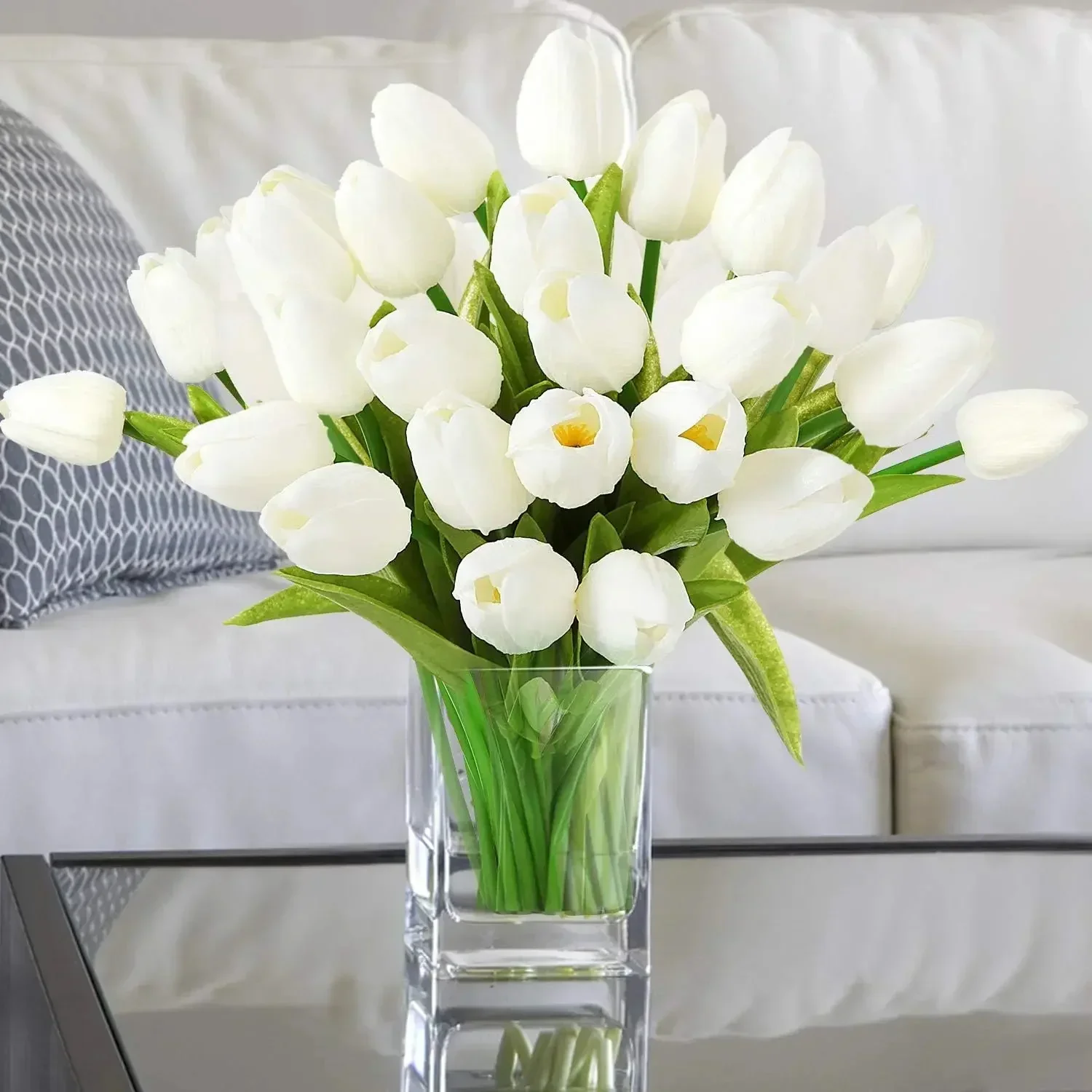 Buquê de flores artificiais, 35cm, flor tulipa, para a decoração do quarto, fontes do casamento, plantas do Dia das Bruxas