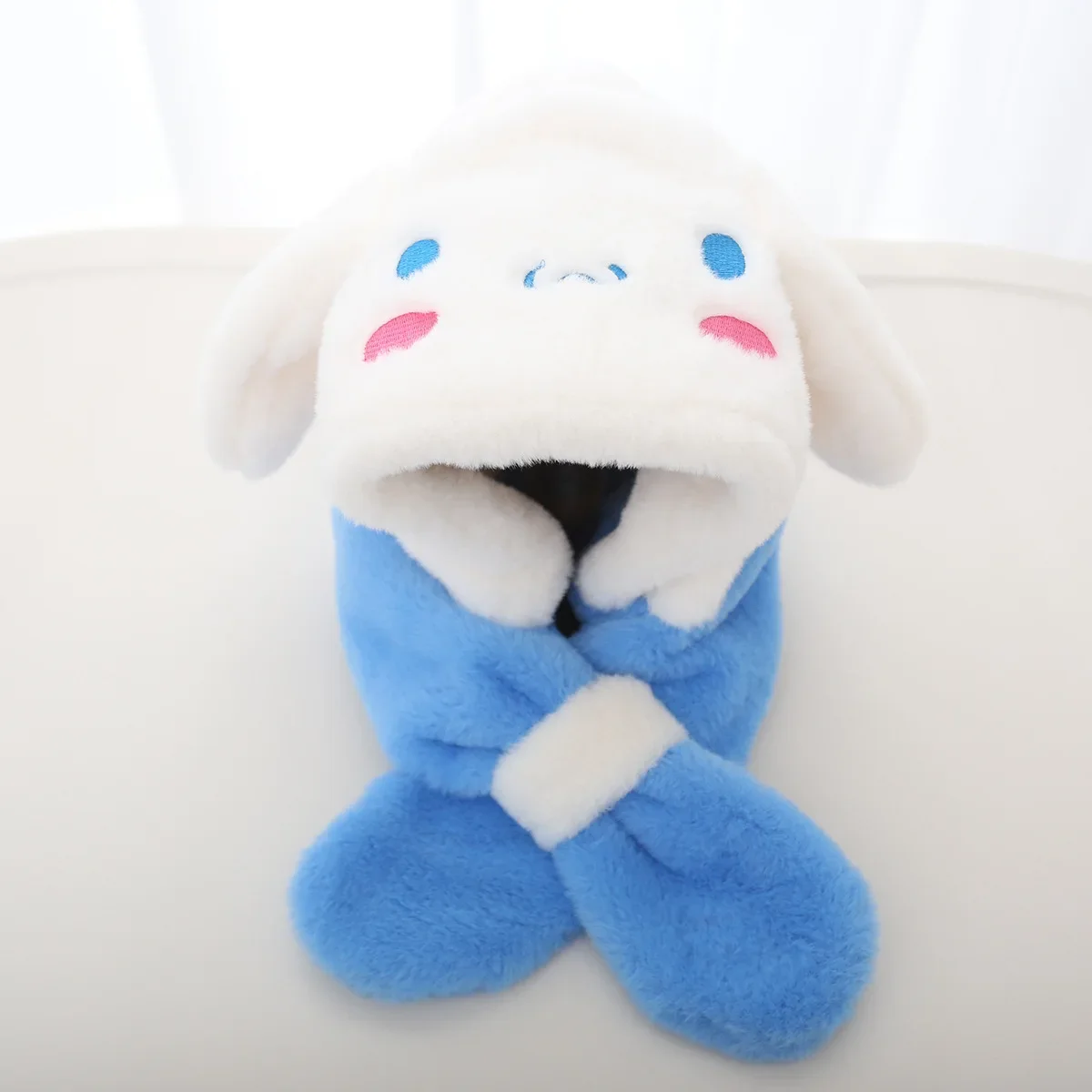 Kawaii Sanrio Cinnamoroll Plush Scarf Hat Ears Move Cap Cute Sweet Student Winter Warm Hat Girls Birthday Gift Toy