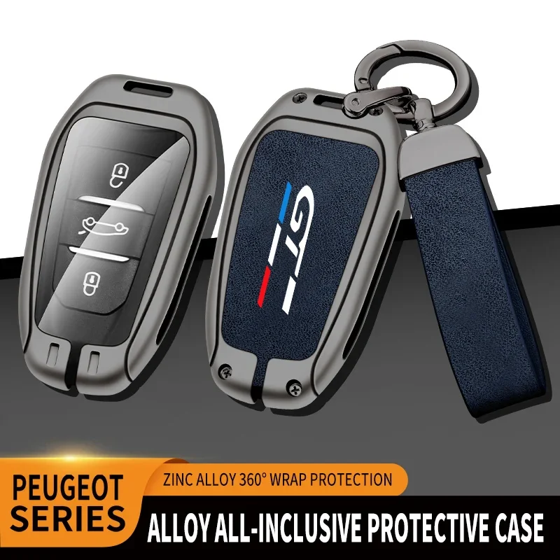 Car Zinc Alloy Key Case Bag For Peugeot GTLine 207 307 407 208 308 408 508 2008 3008 4008 5008 RCZ Car Key Chain Metal Key Shell