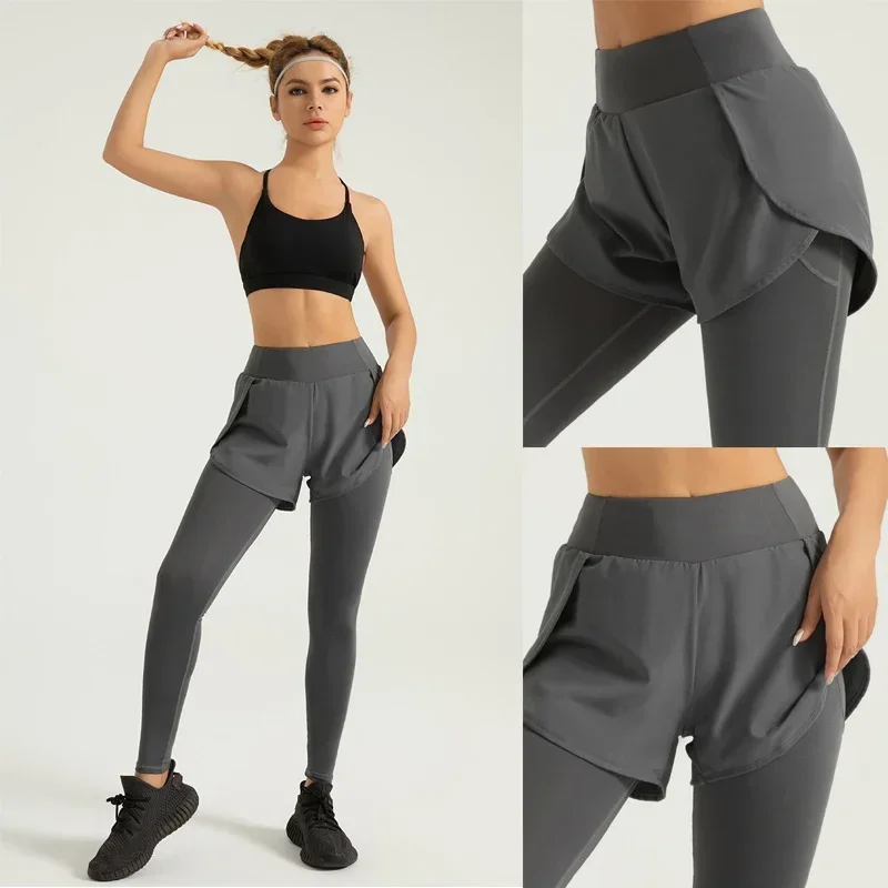 

2 in1 Yoga Pants Fitness Yoga Clothes with Pocket High Waist Gym Sportswear Workout Running Yoga Leggings Quick Drying