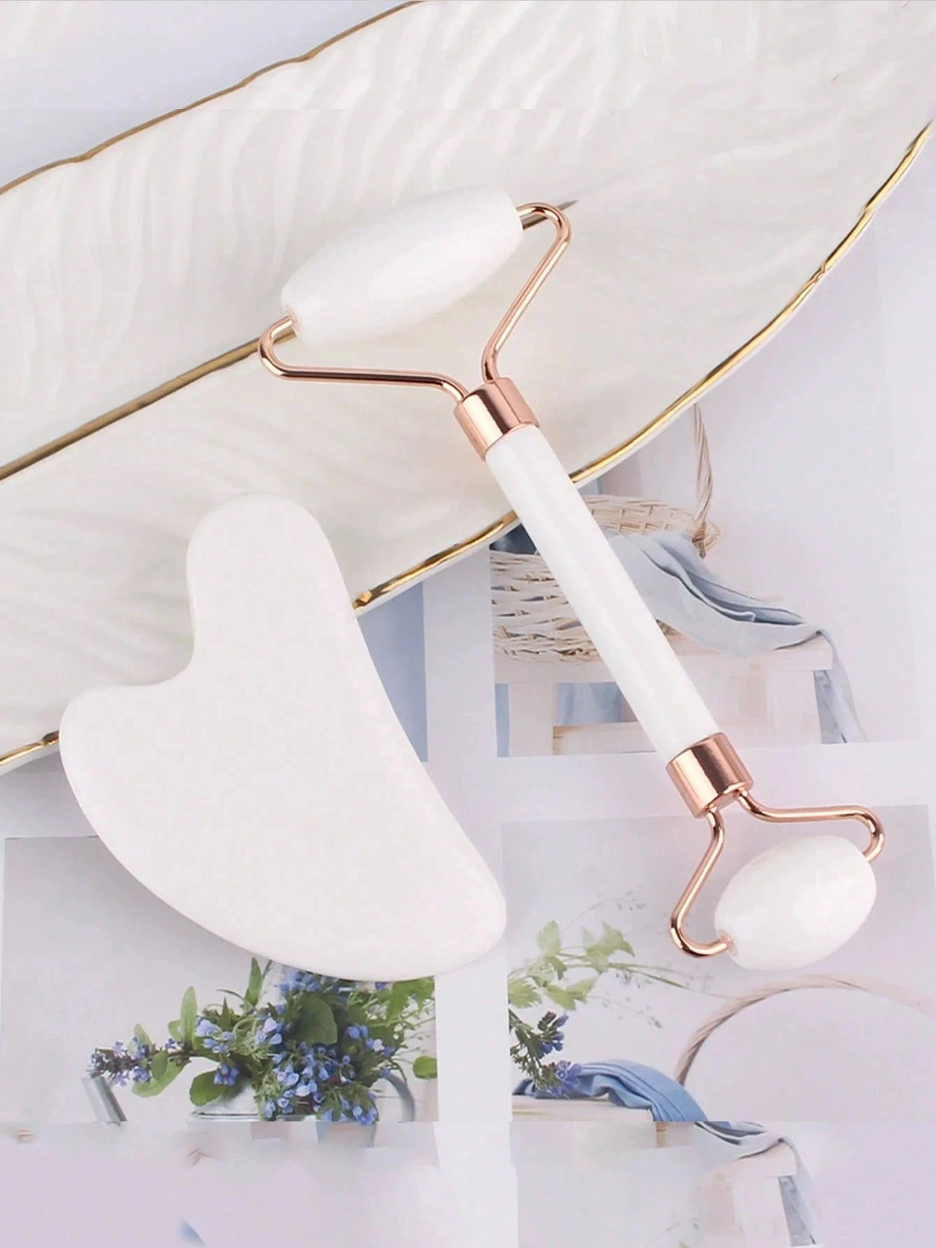 2개입 얼굴 마사지 롤러 괄사 보드 레진 스크래퍼 주름 제거 마사지 롤러, 얼굴 리프팅 바디 슬림 스킨 케어 도구