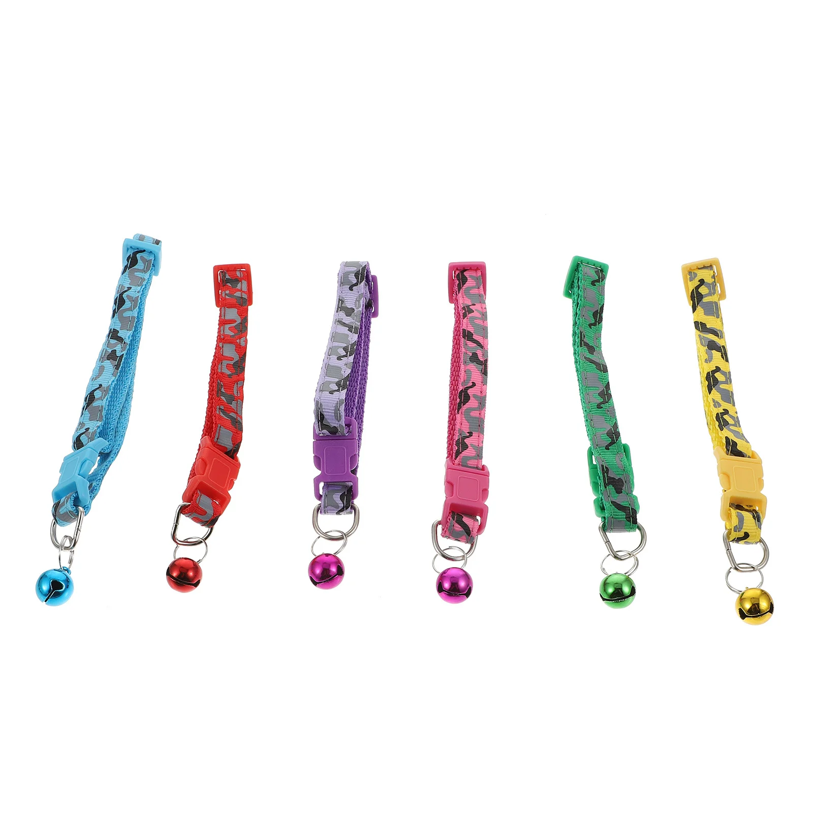 

6Pcs Pet Cat Collars Bell Charm Durable Nylon Adjustable Safety Buckle Kitten Collar for Birthday Christmas Party Decoration