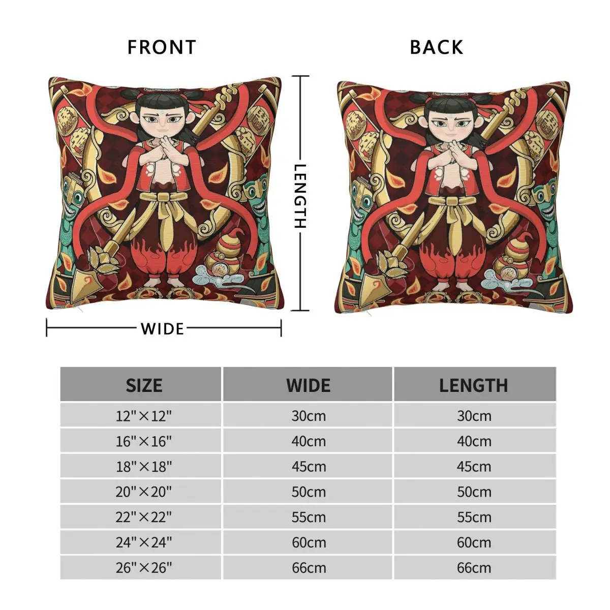 Cute Nezha Chinese Mythology Square Pillowcase Polyester Linen Velvet Creative Zip Decor Throw Pillow Case Sofa Cushion Cover