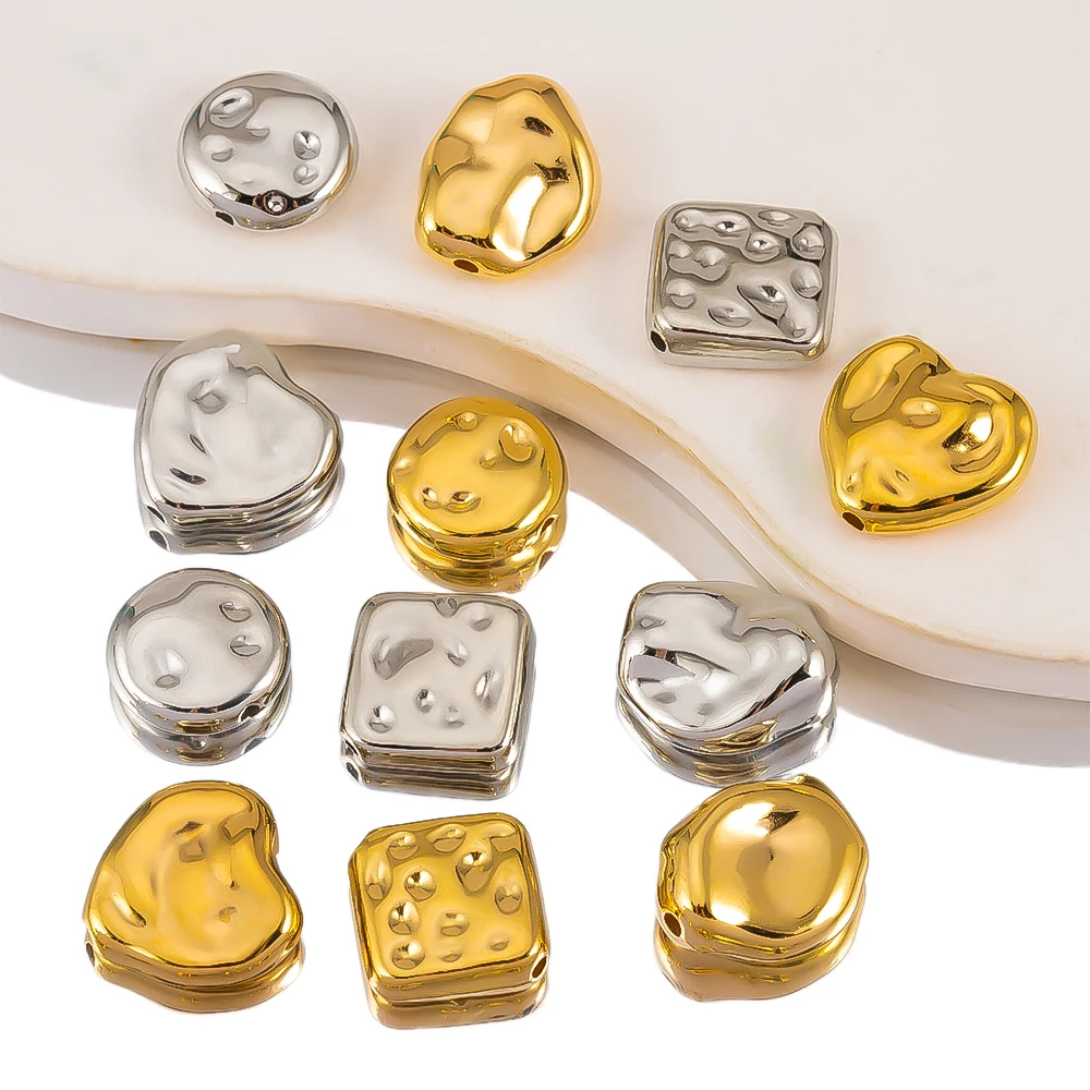 50pcs Gold Steel Color ABS Beads Irregular Loose Beads For DIY Jewelry Making Bracelet Necklace Findings Accessories Wholesale image 4