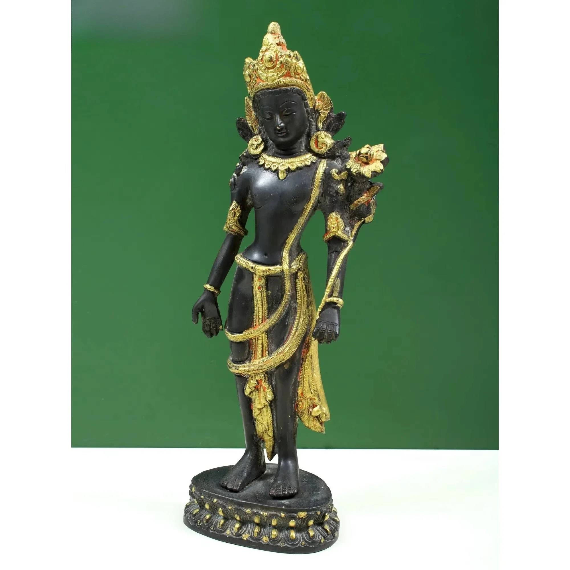 Handcrafted 11-inch brass Guanyin sculpture by Indian artisans