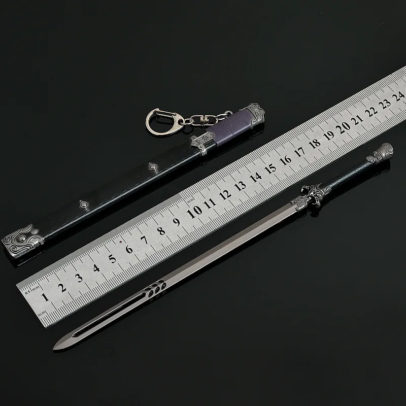22cm/8.66in Sixteen Sound Game Peripheral Weapon Model Silent Sword All-Metal with Sheath Handicraft Toy Sword Ornament Gift