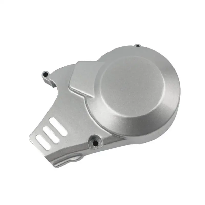 Engine Side Case Cover Replacement, Silver Metal Left Cover with Slotted Guard Openings and Single Cover Order for