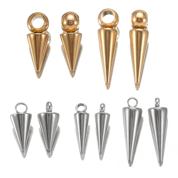 10 pçs pingentes de cone de aço inoxidável pico rebite contas punk encantos brincos decoração pingentes diy jóias fazendo suprimentos