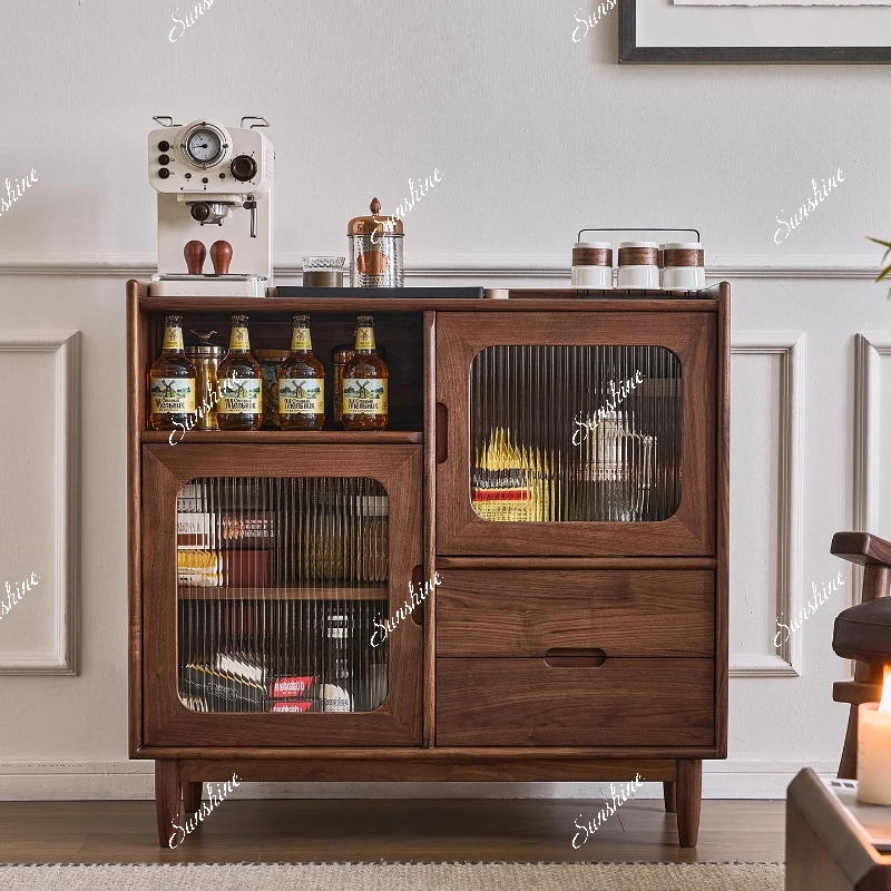 

Black walnut side cabinet, console, restaurant household storage cabinet