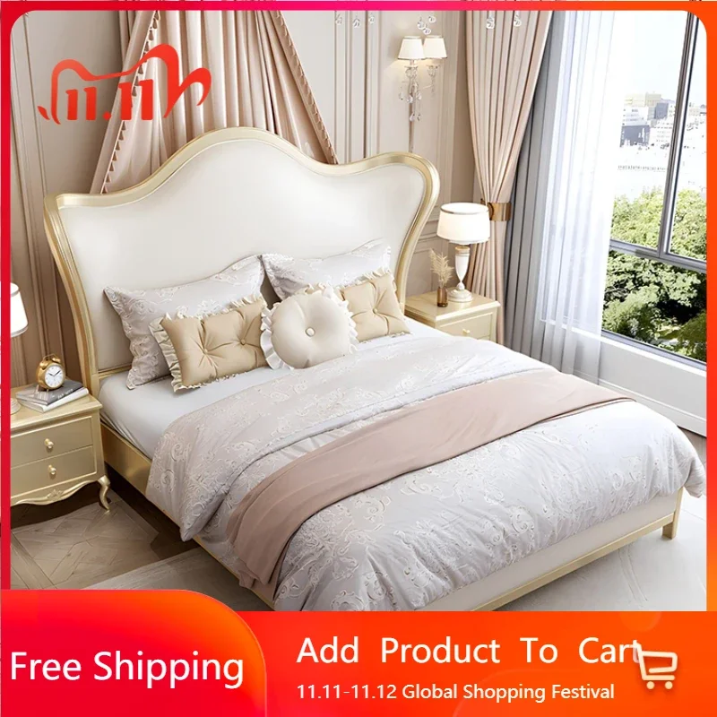

Vintage Wood Girls Double Bed Storage Luxury Elegant King Size Bed Frame Princess Loft Princess Cama Queen Size Home Furniture