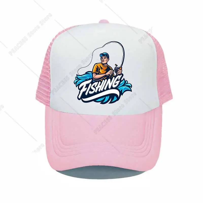 Topi Baseball memancing pria wanita, topi Trucker kasual bercetak untuk pria wanita musim semi musim panas