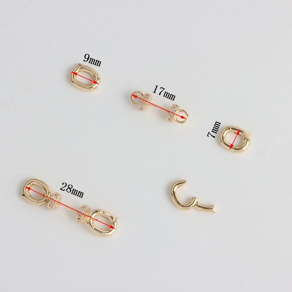 18K Copper-plated Gold Color Zircon Twist Two Ends Double Hanging Link Buckle Handmade DIY Necklace Bracelet Accessories Materia