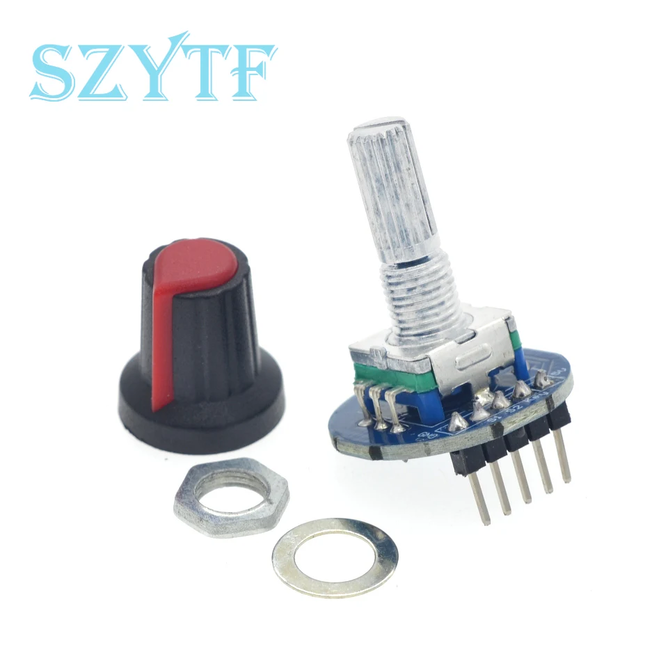 1-10PCS Rotary Encoder Potentiometer 5V Round Digital Audio Rotating Control Switch Module With Knob Cap