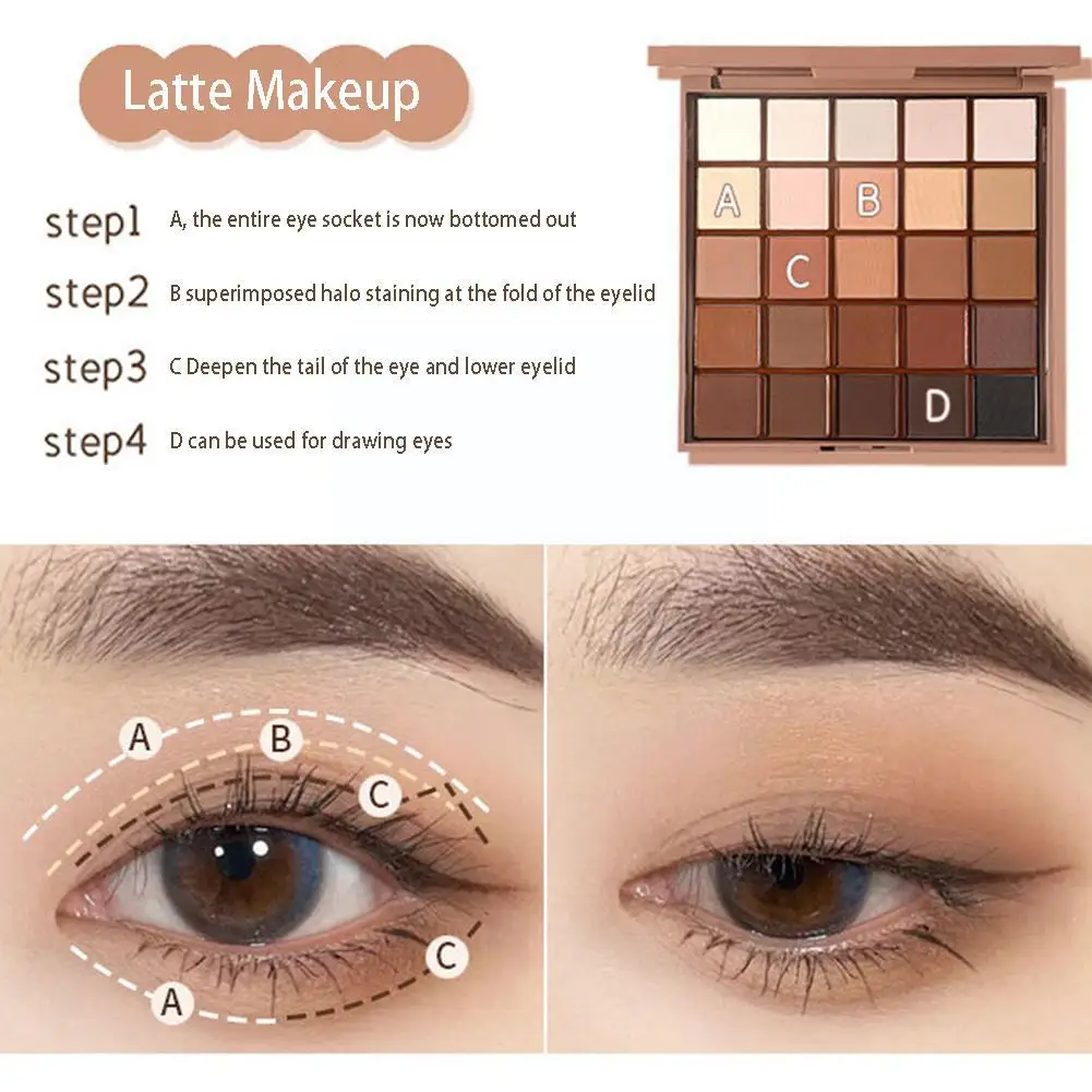 Paleta de sombras de ojos, 25 colores, perla, mate, sombra de ojos de Chocolate, resistente al sudor, paleta de ojos, placa de maquillaje de larga duración, Sh B4I5