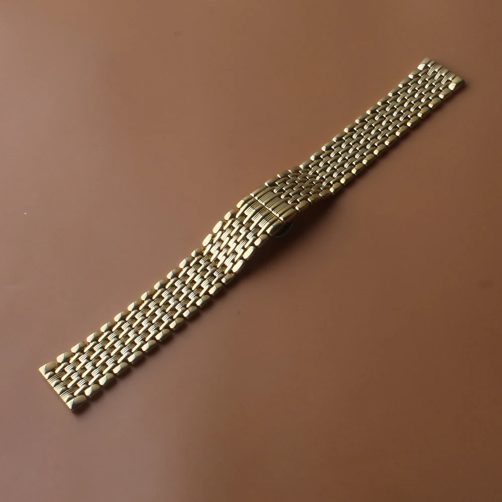 Gold Watchbands Stainless steel 14mm 16mm 18mm 20mm 22mm Quartz Watch strap Bracelet Band Accessories thinner mens ladys child