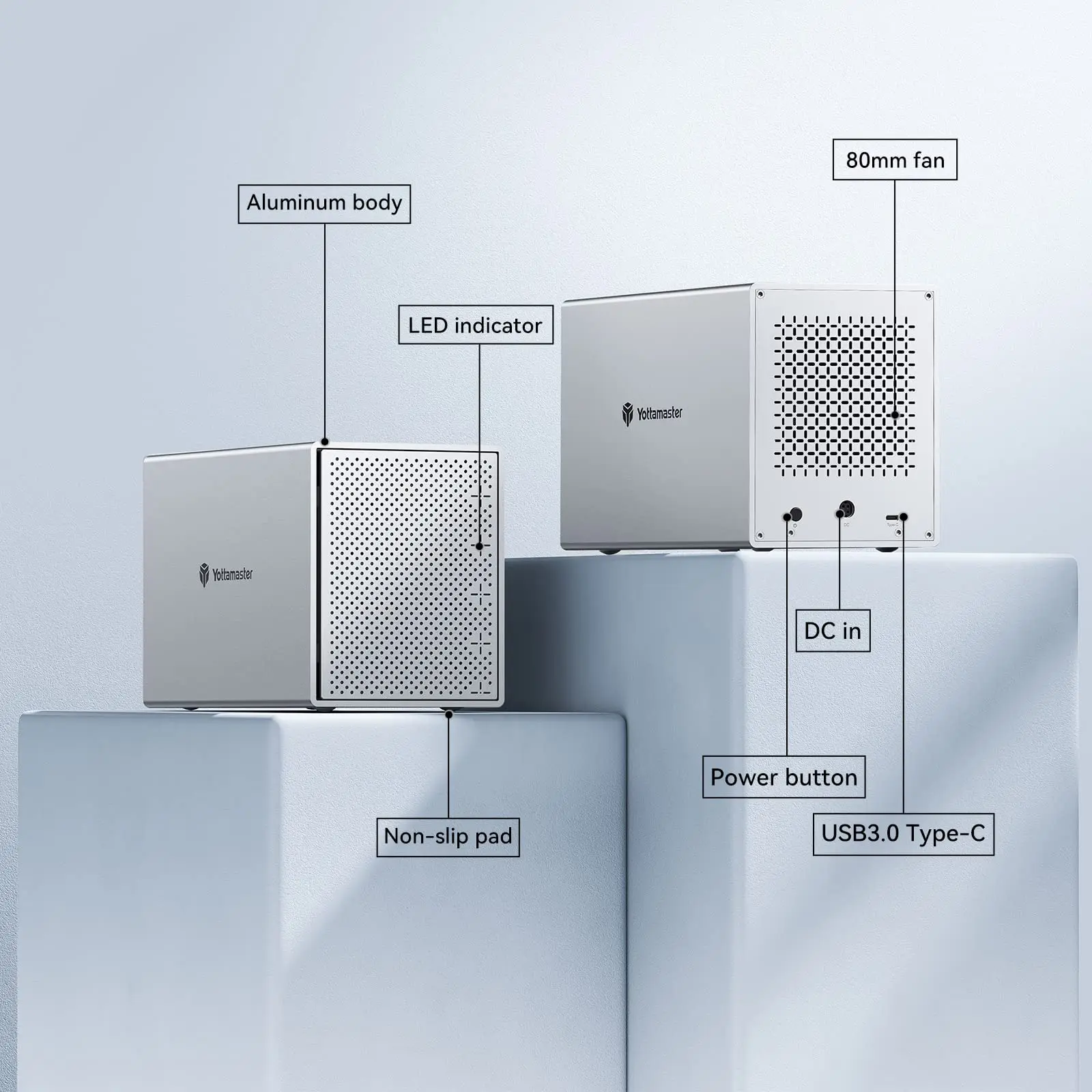 【Gudang Lokal!】Yottamaster Aluminium PS500C3 USB3.1 Tipe C Penutup Hard Drive Eksternal untuk Penyimpanan SATA HDD SSD 2,5" 3,5"