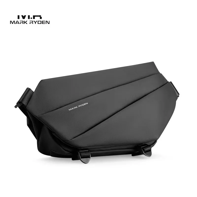 Premium Black Waterproof CrossBag Personality Fashion Men Magnetic Messenger Bag Lightweight Minimalist Sling Shoulder Bag