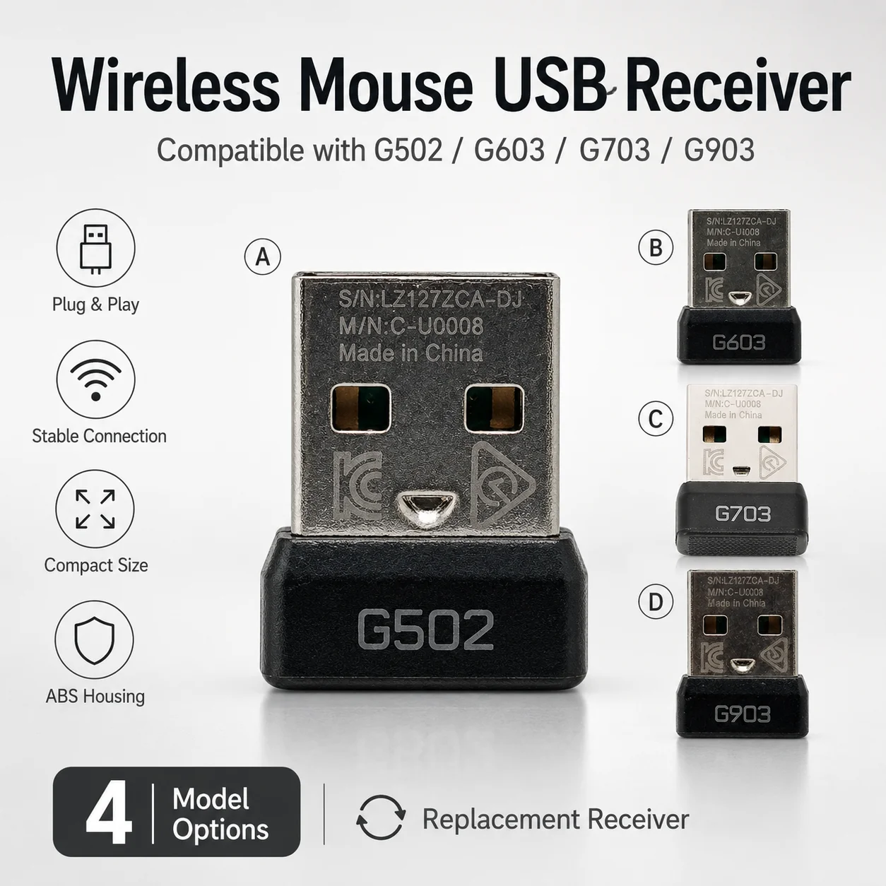 USB Wireless Mouse Receiver for Logitech G502 G603 G703 G903 Replacement Receiver Dongle Adapter Mouse USB Receiver