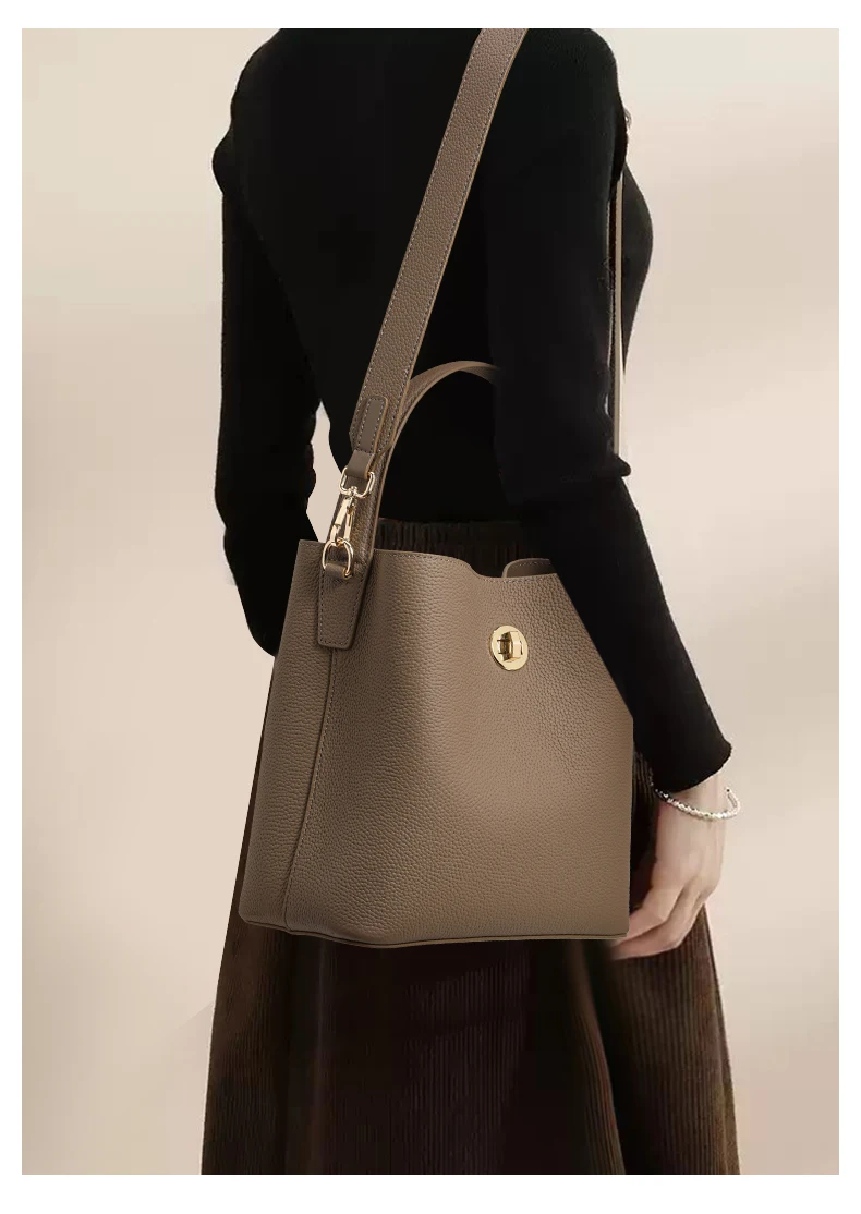 Elegante Retro-Handtasche aus hochwertigem Rindsleder mit mehrschichtigem Schultergurt und Verschluss, Umhängetasche für Damen – Detail 3