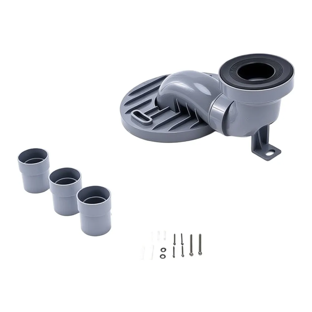 Plastic Toilet Drain Pipe Connector Featuring Siphon Displacement for Improved Drainage in Differing Recess Depths