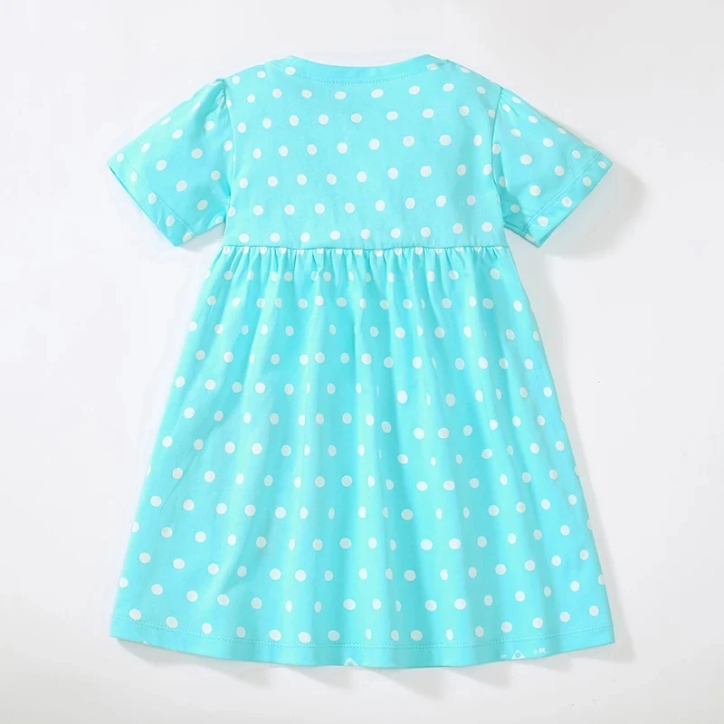 Little maven Casual Children Clothes Kids Baby Girls Summer Cotton Dot Dress Cartoon Cute Ice Cream Applique Girl Princess Dress