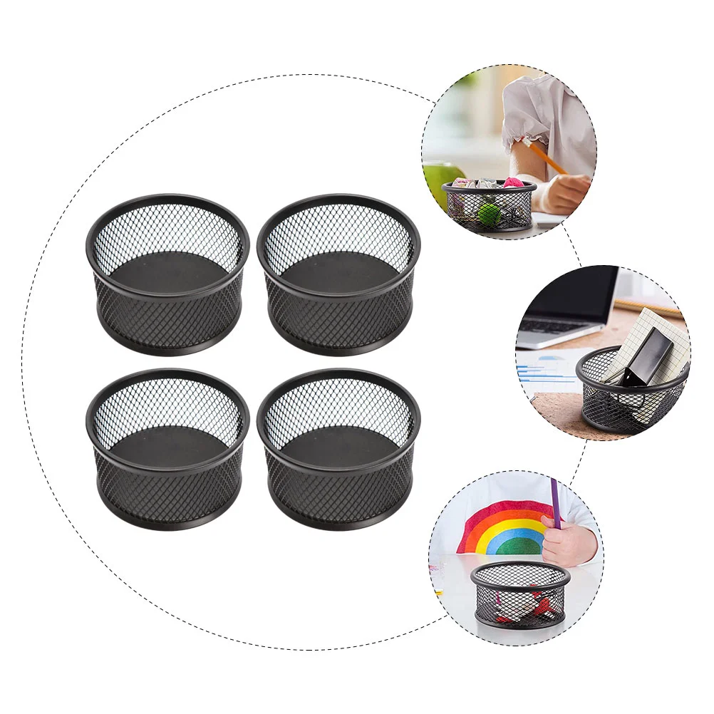 4 PCS Paper Clip Storage Bucket Paperclip Organizer Desk Barrettes Binder Mesh Holder Iron Multi-functional Office Accessories