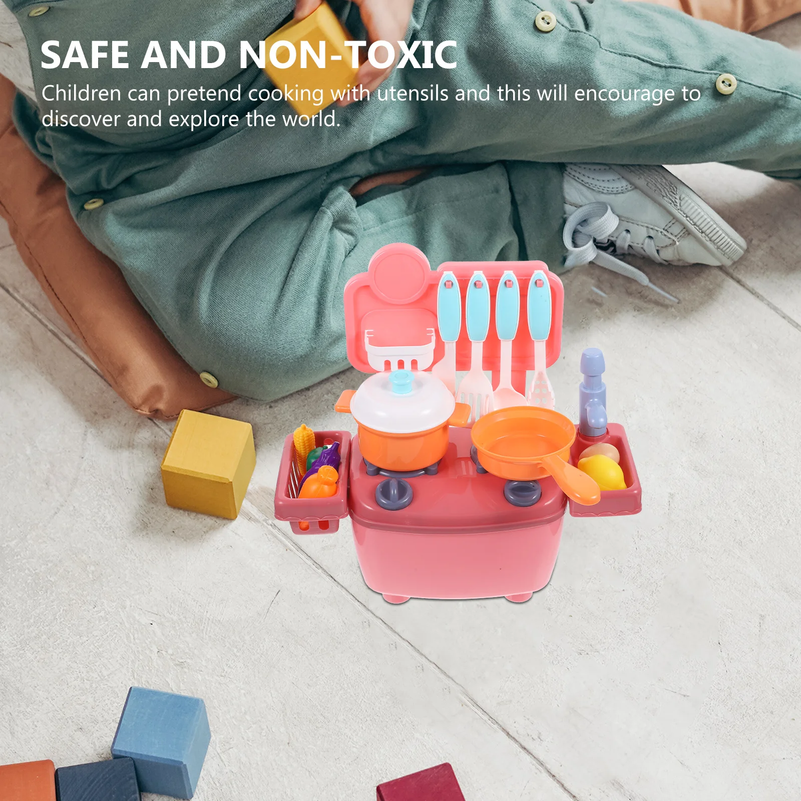 1 Set Stuks Simulatie Keukengerei Voor Kinderen Pretend Koken Speeltoestel Roze Servies Groente Kraan Watering Kraan Duurzaam