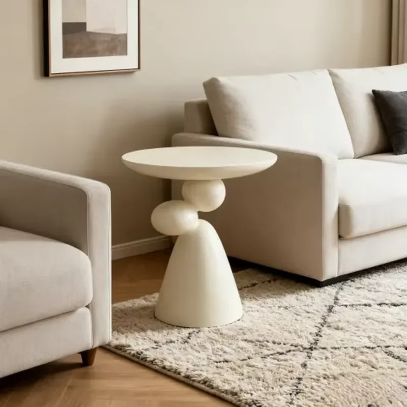 Lucky Stone Fiberglass End Table Modern Minimalist Wabi Sabi Side Table Decor Coffee Table for Living Room Bedroom Guestroom
