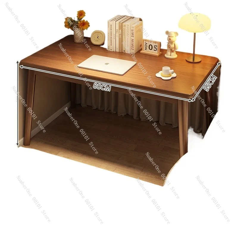 Home Office Desk with Bookshelf Integrated Study Table Adult Computer Workstation Simple Writing Desk Solid Wood Legs Bedroom