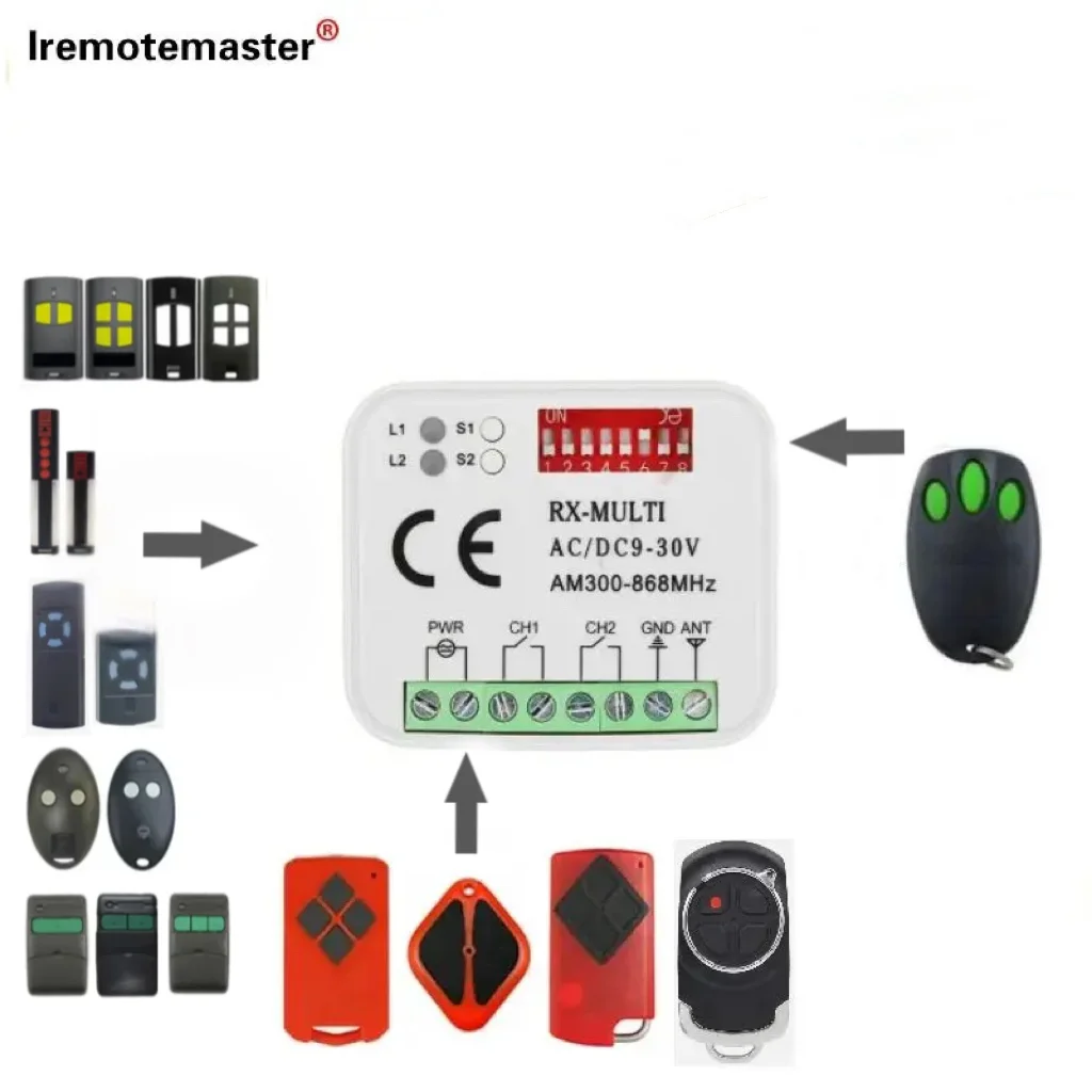 

Universal Fixed Code Receiver Multiplexer 300-868MHz Compatible ATA PTX5 HORMANN HSE4 868 Merlin+C945 Merlin+2.0 E960M E945M etc