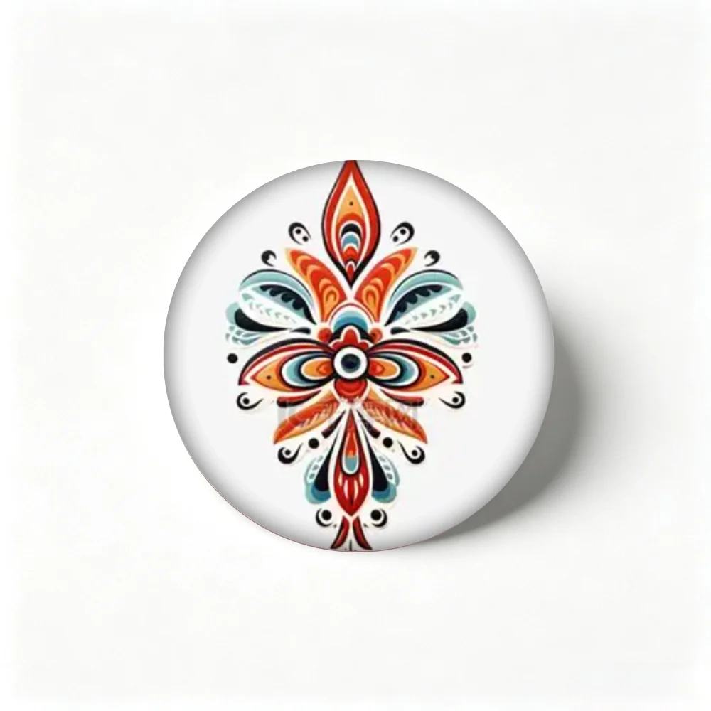 Cartoon Badge Anime Pins, Vintage Folk Art Floral Ornament Lapel Pin, Lightweight Brooch for Collection and Home Decor
