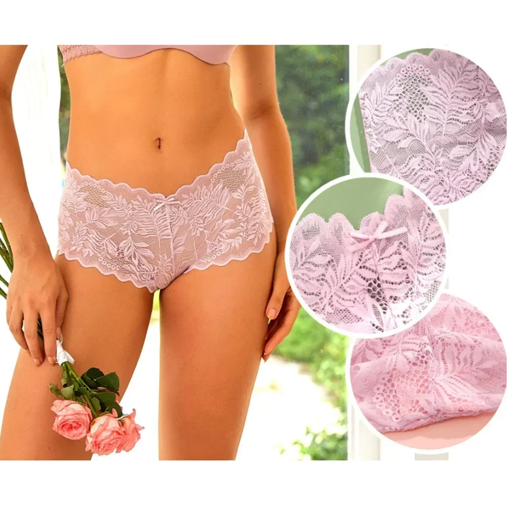 مثير الأزهار الدانتيل المرأة سراويل منخفضة الخصر لينة الملابس الداخلية الملاكمين