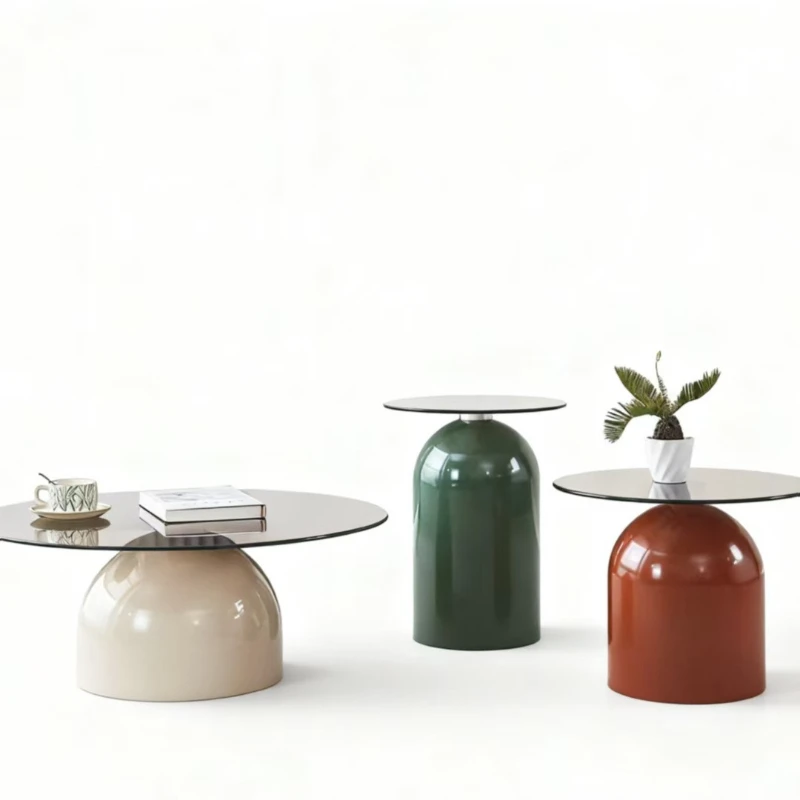 

Minimalist cream style creative glass coffee table household living room