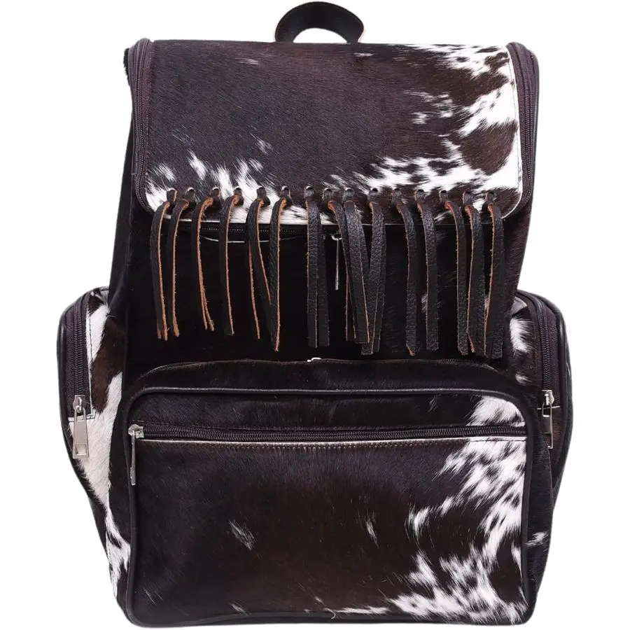 

Cow Hide Western Diaper Bag Backpack Real Brown HairOn Leather Fringe Backpack Knapsack Cowhide Bag for Women amp Men Handmade M