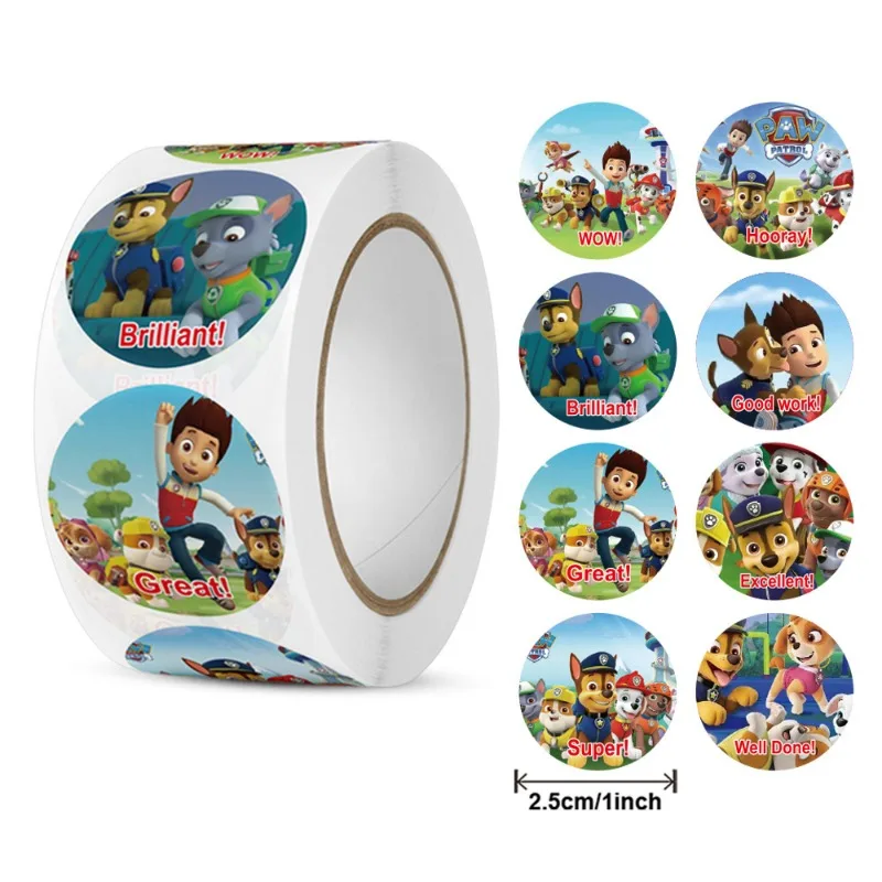 500PCS Paw Patrol Cartoon Stickers Cute Anime Patrol Canine Stationery Supplies School Teacher Reward Stickers Kids Toy Gifts