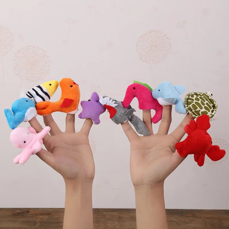 Finger Puppets Set Baby Animals Duck Plush Doll Hand Cartoon Family Hand Puppet Cloth theater Educational Toys for Kids Gifts image 3