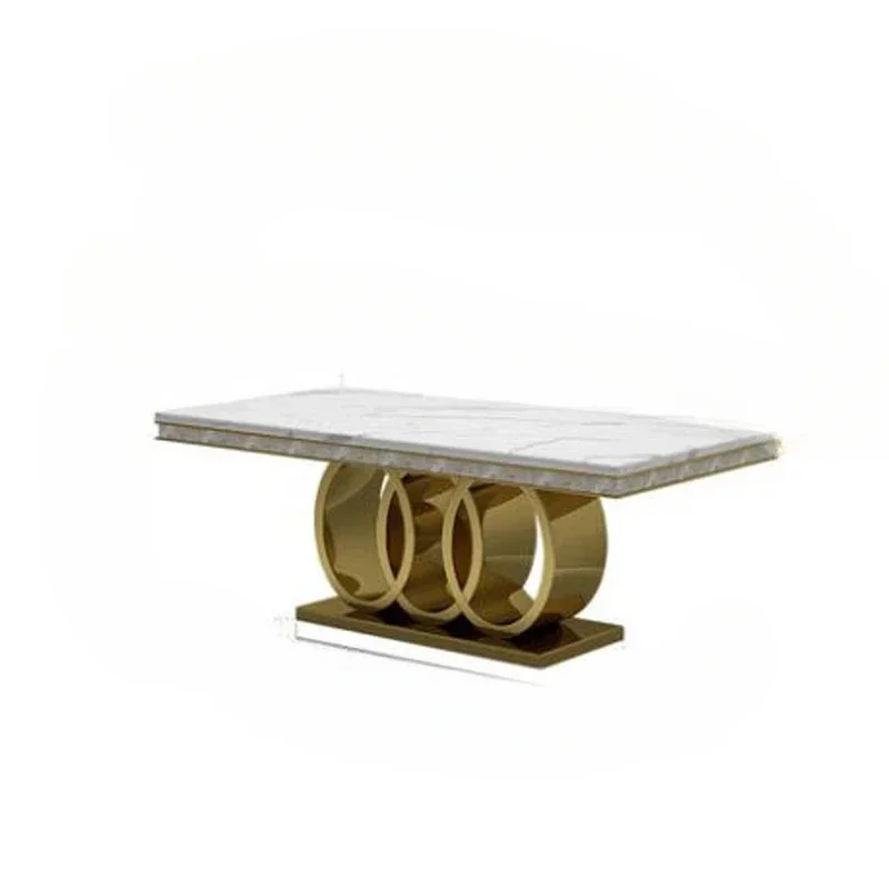 Advanced Practical Quality Modern Marble Dining Table Leisure Stainless Steel Dining Table Apartment Gold Home Furnishings
