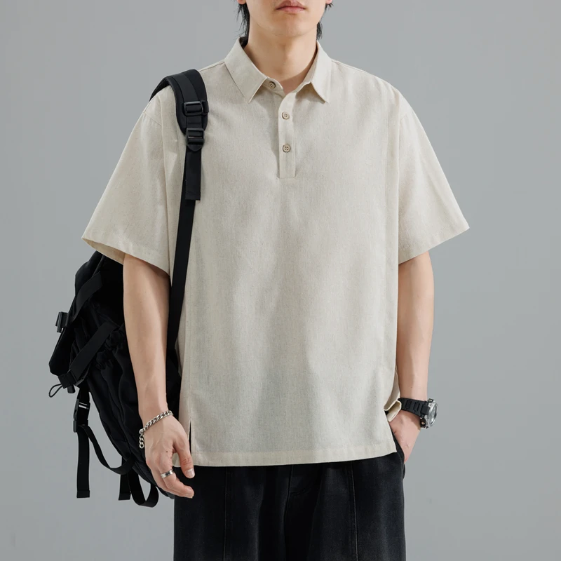 Summer Men's Fashion Casual Short-Sleeved T-Shirt Fashion Bamboo Rayon Cotton Polo Shirt