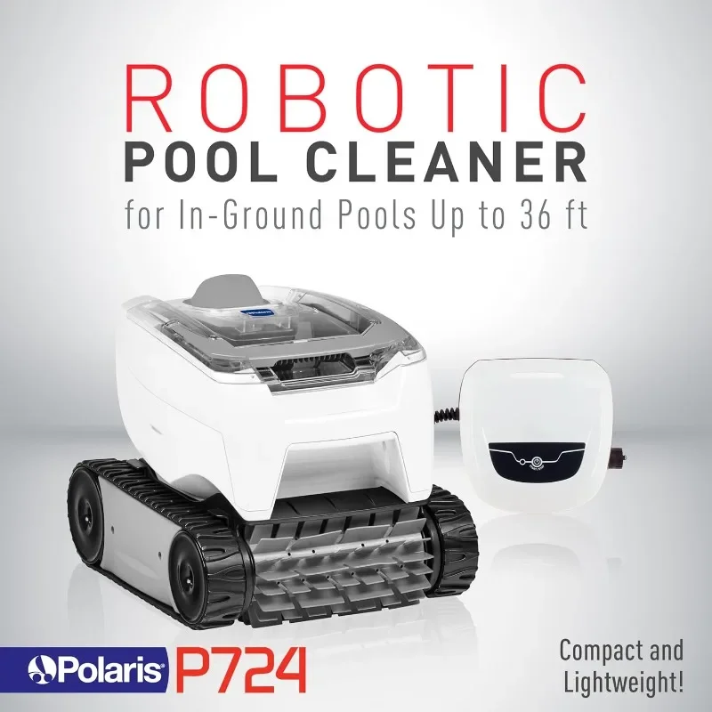 Polaris P724 Robotic Pool Cleaner, Lightweight Energy-Efficient Cleaner Perfect for In-Ground Pools up to 36-Feet