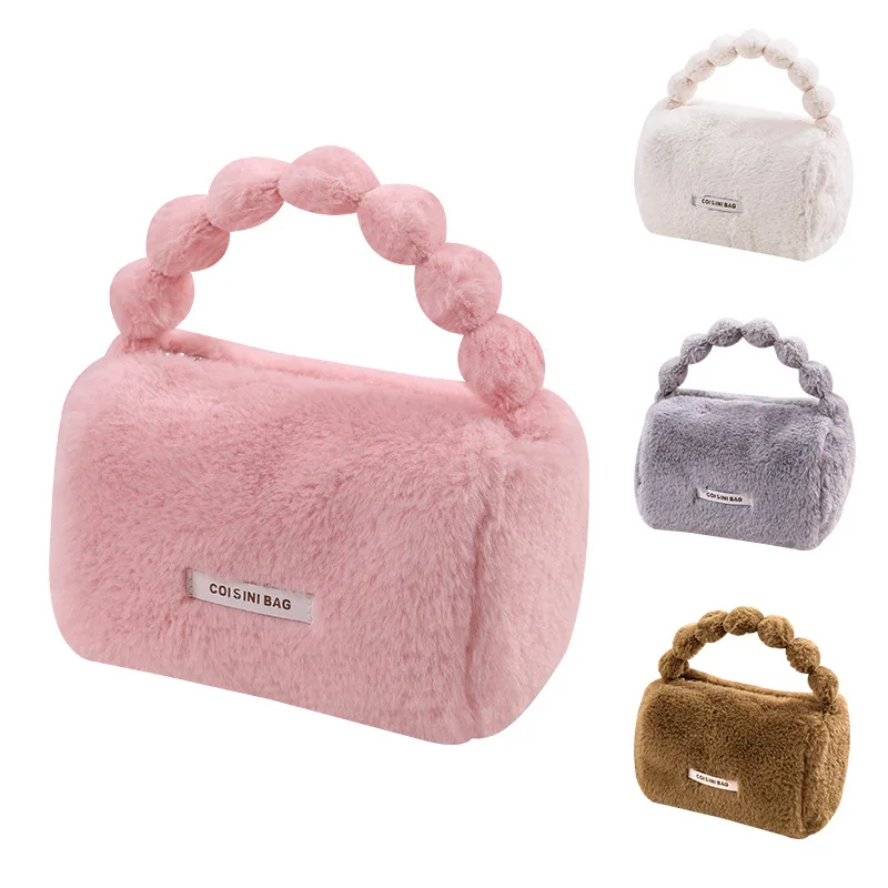 Fashion Cute Plush Women Tote Makeup Bag Travel Cosmetic Toilet Purse Organizer Storage Pouch Portable Make Up Bags for Girls