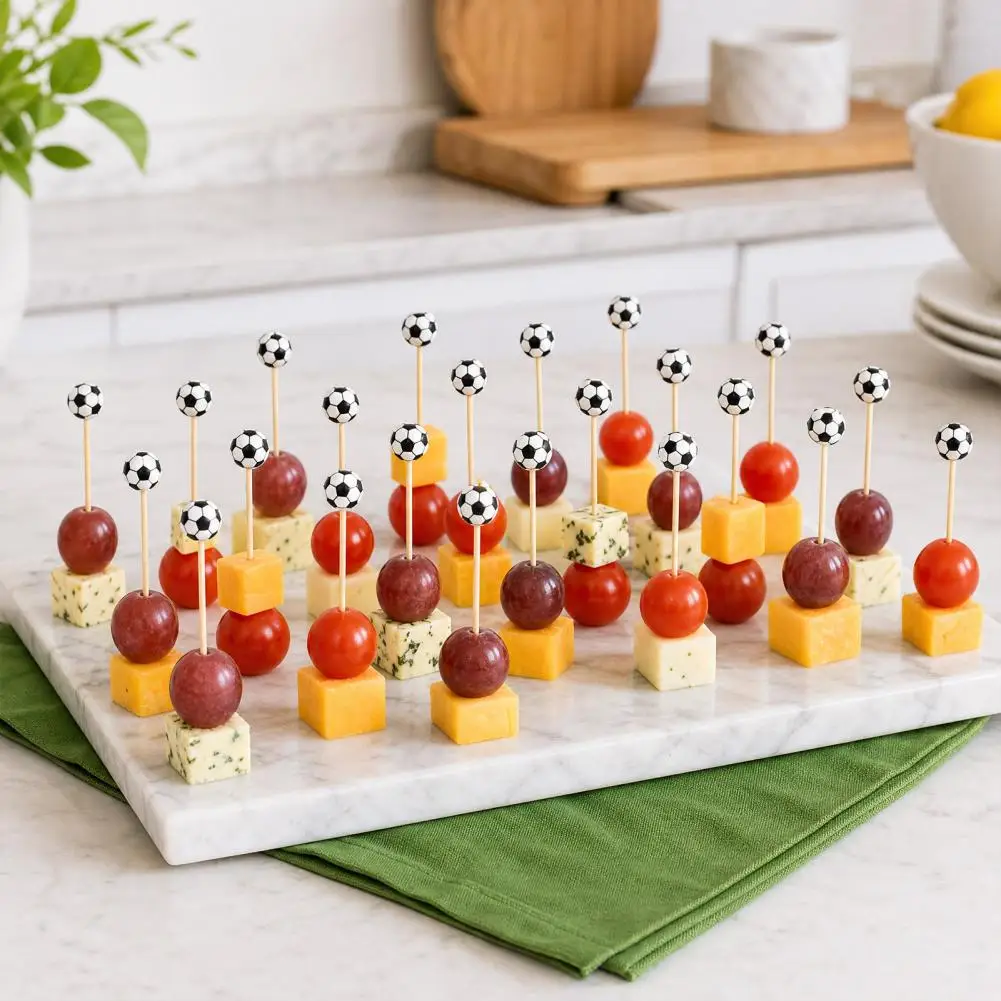 Bamboo Toothpicks 100 Pcs Baseball Toothpicks Decorative Bamboo Food Picks 4.7 Inch Party Appetizer Skewers for Bbq Desserts