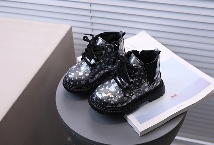 Bling Stars Allover-Print Kinder-Stiefeletten für Mädchen Weiche Sohle Herbst Prinzessinnen-Schuhe Glänzende Kinder-Kurzstiefel – Detail 7