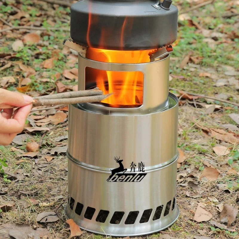 

Outdoor Portable Stainless Steel Stoves Folding Wood-burning Stove Lightweight Camping Barbecue Stoves Equipment Accessories