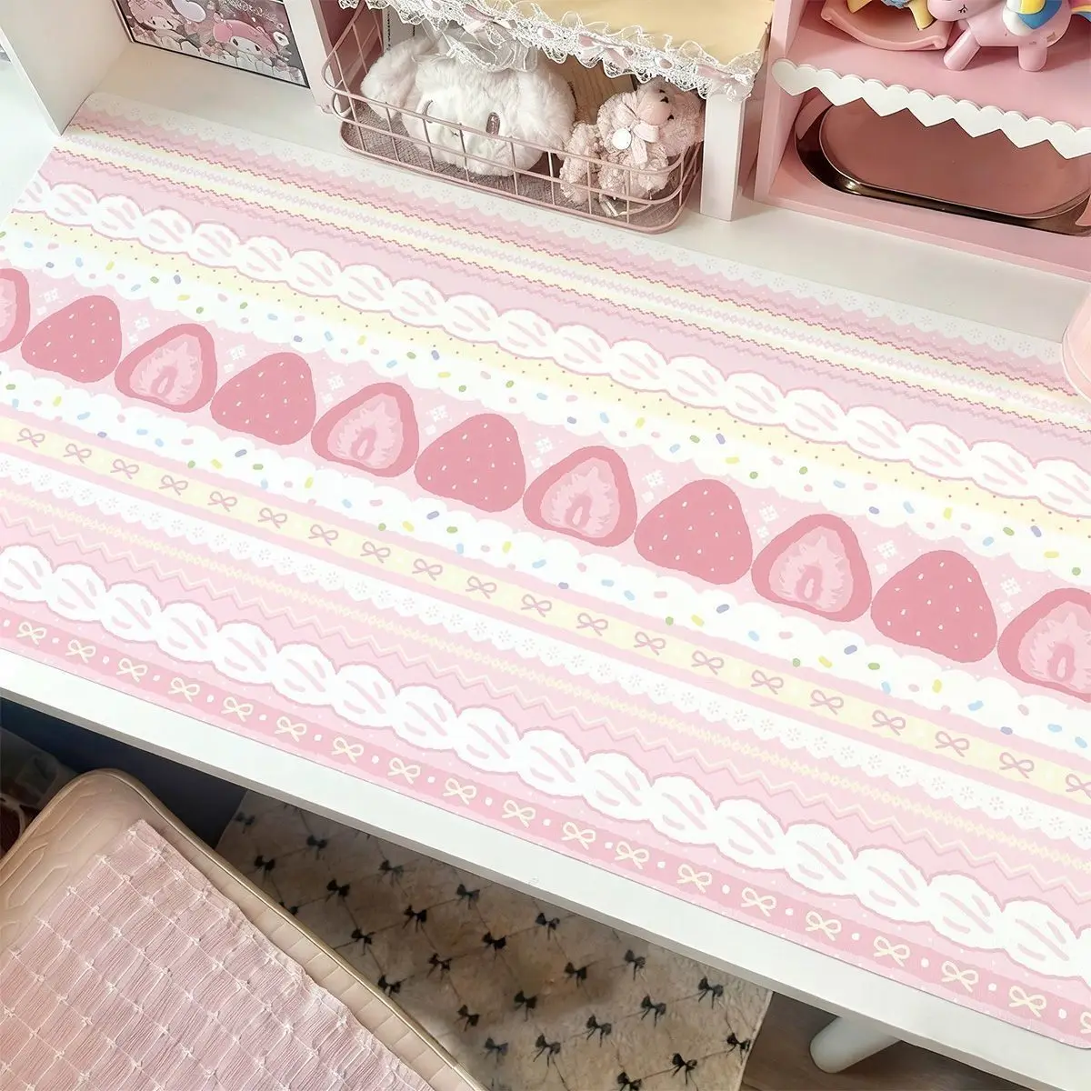 Original Pink Cartoon Cat Cute Kawaii Girly Leather Desk Mats Office Computer Mouse Pad Waterproof Anti Slip Makeup Placemat Pad