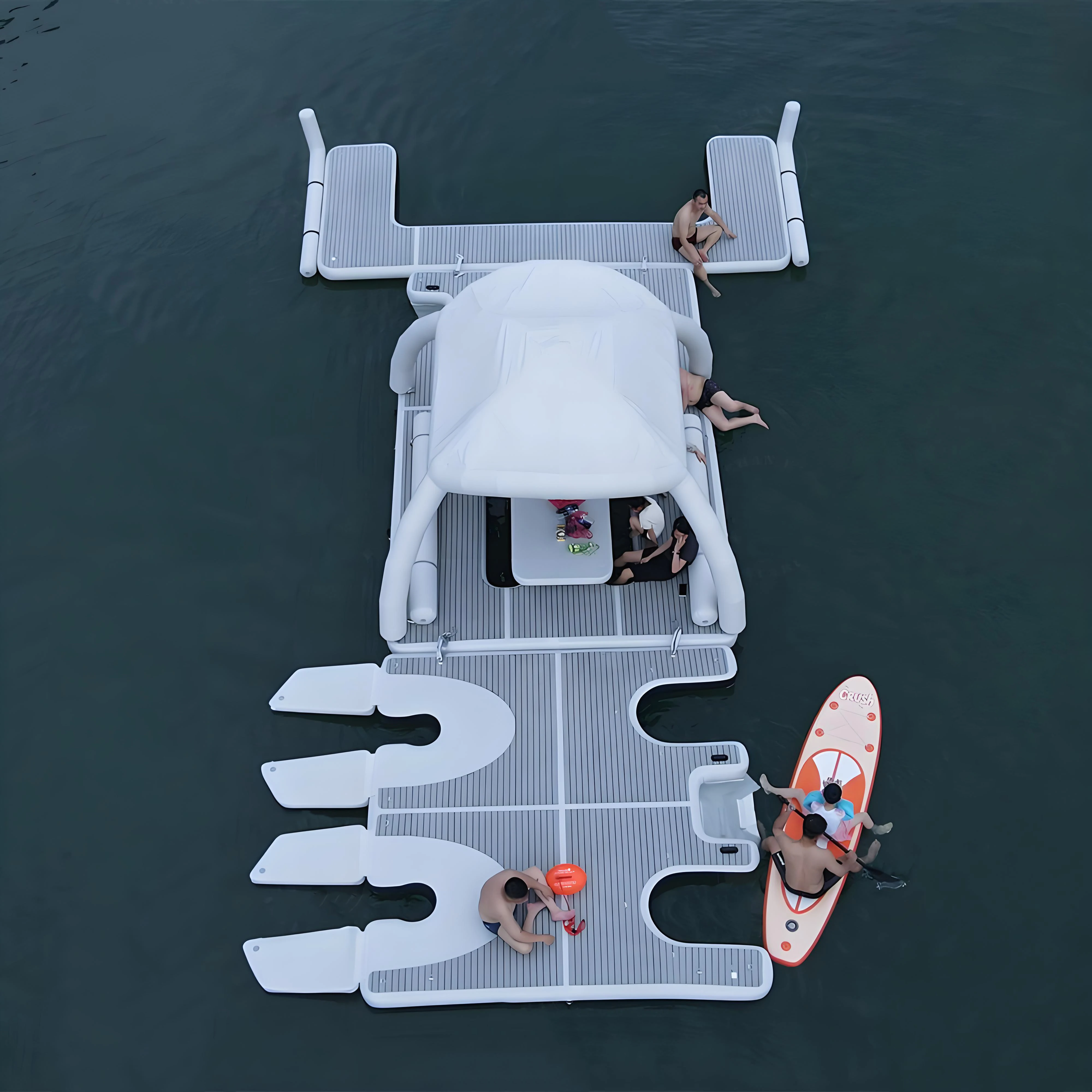 

Floating Cabana Inflatable Water Platform With Tent Inflatable Platform Floating Island